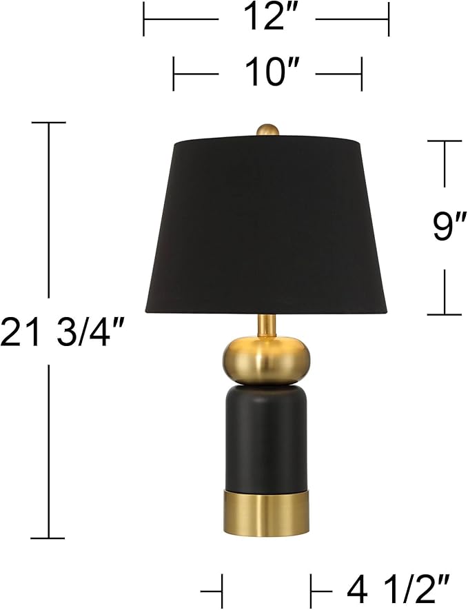 360 Lighting Anthem 21 3/4" High Small Modern Accent Table Lamp Black Gold