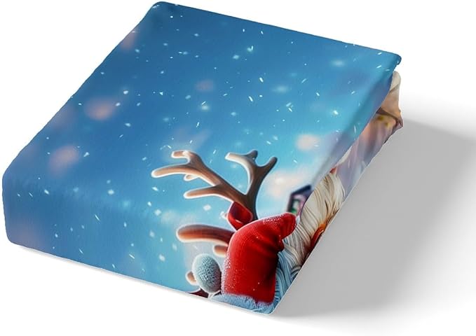 Cute Santa Claus Duvet Cover Set Twin Size,Winter Snow Cabin Rustic Farmhouse Bedding Set,Boys Girls Room Decor,Xmas Tree Merry Christmas Comforter Cover,White Quilt Cover,1 Pillowcase,No Comforter