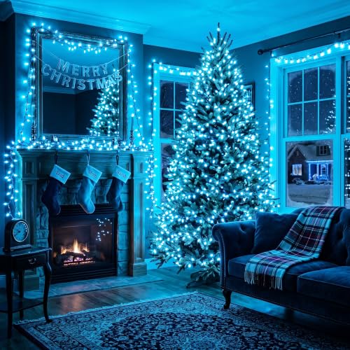 Teal Christmas Lights Outdoor 100 Count 19.7ft Incandescent Lights