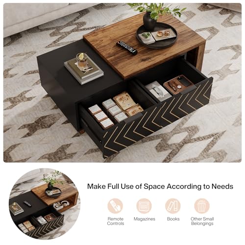 Extendable Coffee Table with 2 Storage Drawers