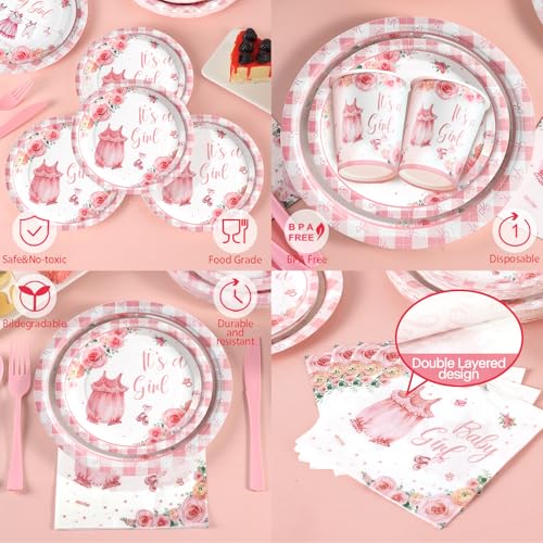 168Pcs Baby Shower Decorations for Girl (24 Count)