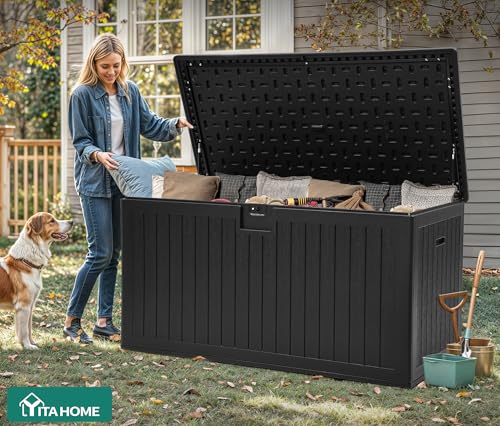 260 Gallon Large Deck Box with Divider & Side Handles