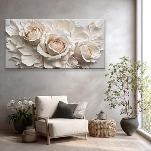 Large Wall Art For Living Room Prints Home Wall Decor Modern Canvas Art Wall Decor 35 X 70 Inches White Flower Wall Art Elegant Flower Painting Picture For Bedroom Hotel Office Artwork