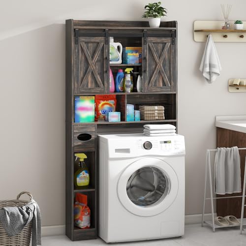 Over The Toilet Storage Cabinet with Sliding Doors