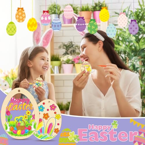 40PCS Easter Wooden Crafts Wood Ornaments Kits