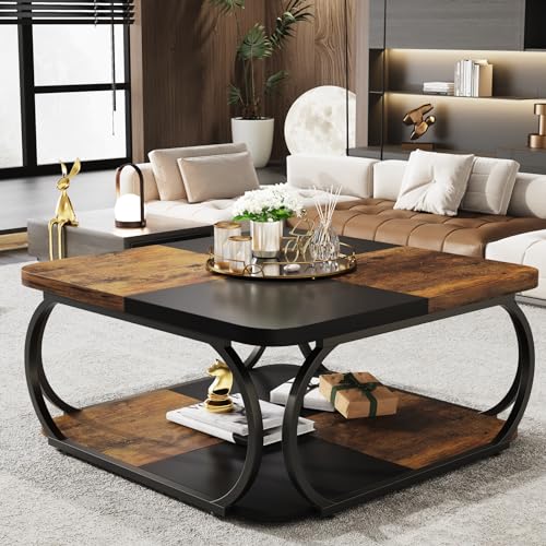 Square Coffee Table with 2 Tiers