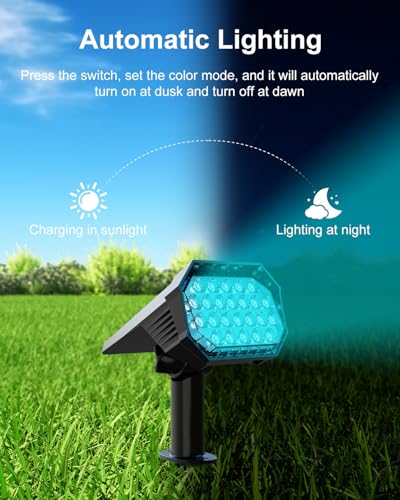 6 Pack Color Changing Solar Powered Outdoor Spot Lights Waterproof 24 LEDs (6 Count)