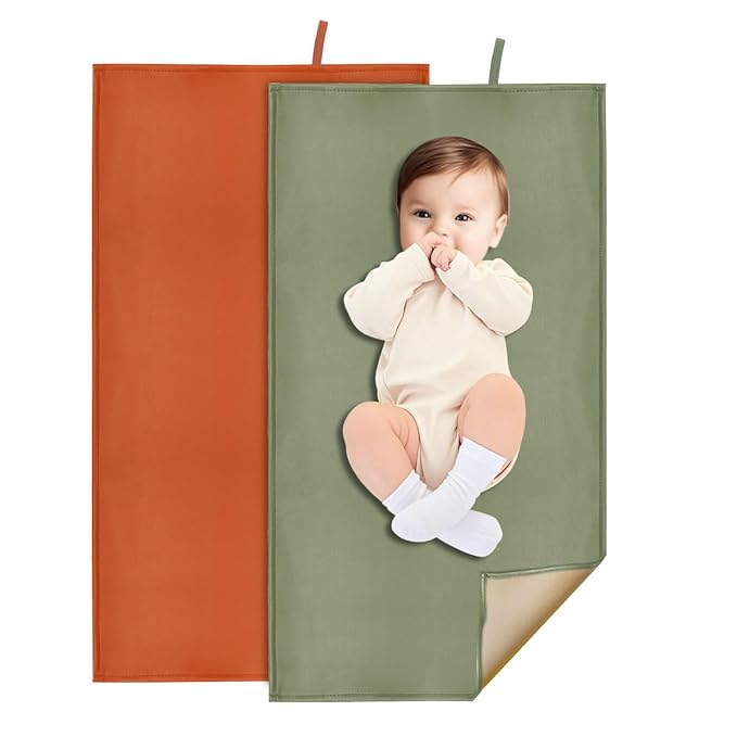 2 Pack Wipeable Diaper Changing Pad for Baby, Portable Baby Changing Mat for Travel or Home, Foldable Mat Fits Perfectly in Diaper Bag (67-08)