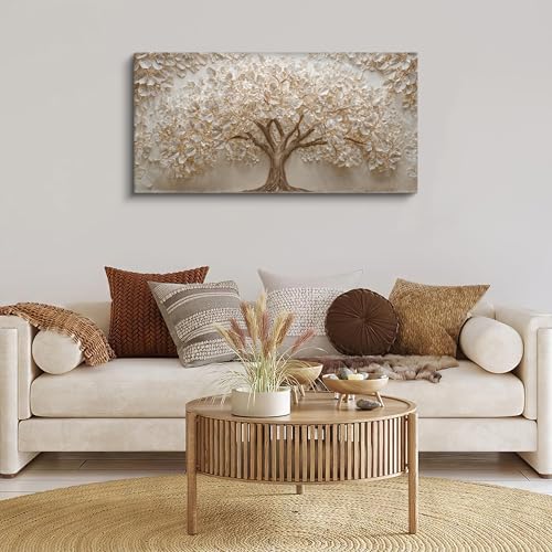 Modern White Wall Art Prints Tree Of Life Canvas Art Wall Decor For Living Room Aesthetic Home Tree Pictures Wall Decor Picture For Bedroom Office Apartment Interior Decoration 20 * 40 Inch