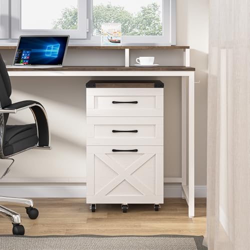 Farmhouse 3 Drawer Small File Cabinet with Wheels