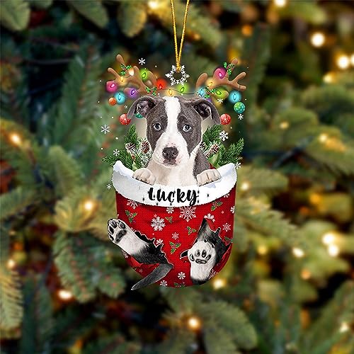 Pitbull Dog Christmas Ornament