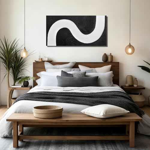 Black And White Abstract Wall Art For Living Room Minimalist Canvas Wall Art For Bedroom Modern Painting Wall Decor For Office 20 x 40 Inch
