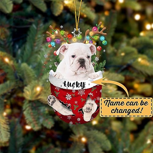 White English Bulldog Dog Christmas Ornament