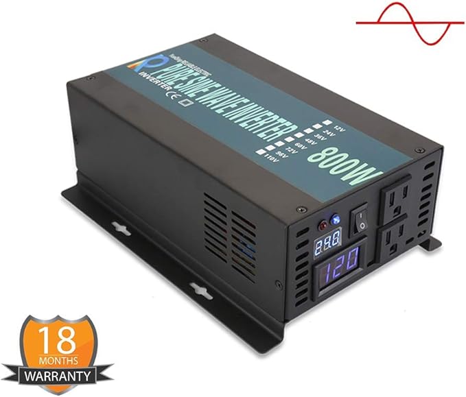 WZRELB Full Power Full Power Endurable Led Display 800W Pure Sine Wave Solar Inverter 12Vdc to 120Vac, (RBP80012B1)