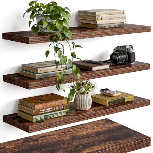 23’’Rustic Brown Floating Shelves for Wall (4 Count)