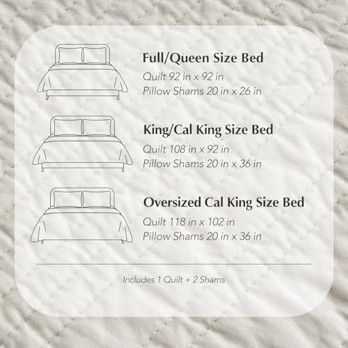 HOME 100% Cotton Quilt Set Oversized Cal King