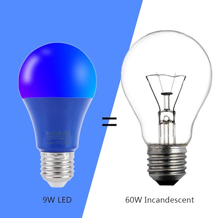 KINUR Blue LED Light Bulb, A19 9W 120V E26 Medium Base Non-Dimmable