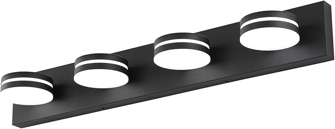 4-Light Bathroom Vanity Light, Matte Black Bathroom Light Fixtures Over Mirror
