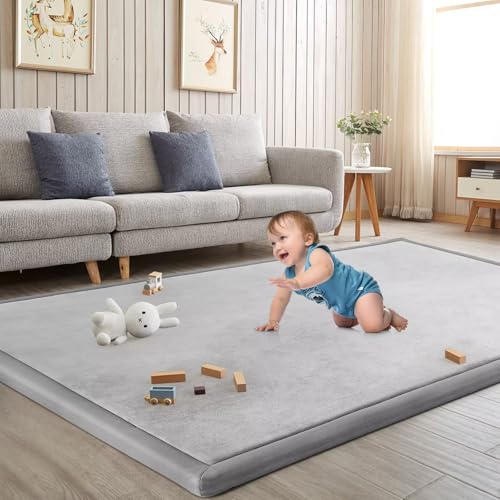 Baby Play Mat for Floor Nursery Rug Muscle Mat Area Rug Playroom Rug 79"x158" Playpen Mat Elastic Foam 1.3" Thick Crawling Mat for Babies