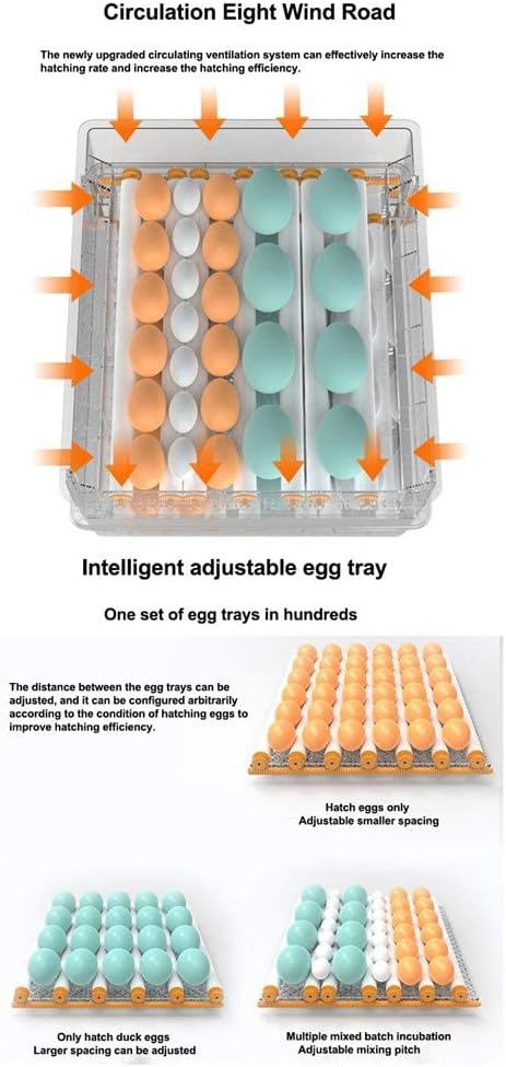 Digital Incubatores,Egg Incubator with Automatic Turning Function, Digital Automatic Hatcher with Temperature Control,for Egg Duck Egg Bird Egg Turkey Eggs Home, White-45 Egg