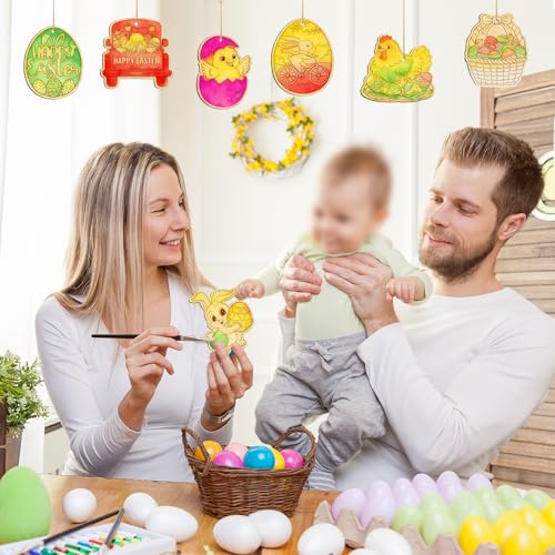 80PCS Wooden Easter Ornaments to Paint (80 Count)