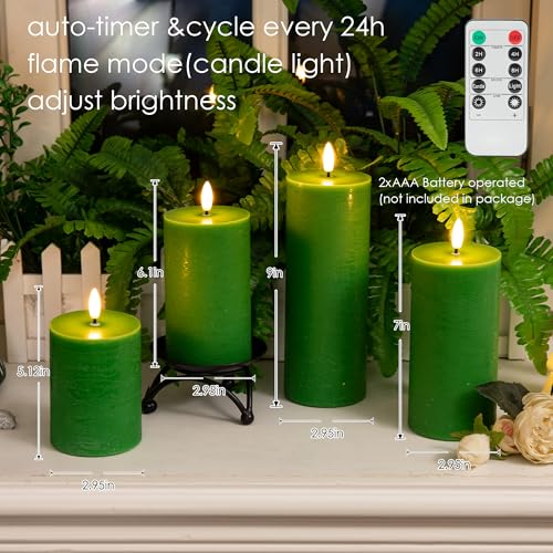 Green Flameless Candles (4 Count)
