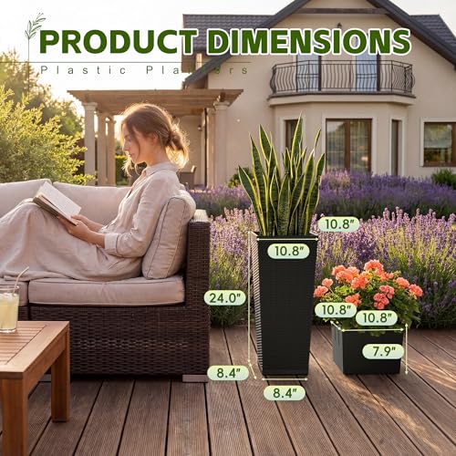 Resin 24'' Tall Planters (2 Count)