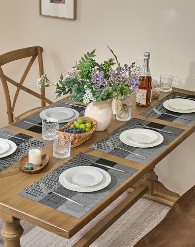 Grey with White Striped Placemats Set of 4 (4 Count)