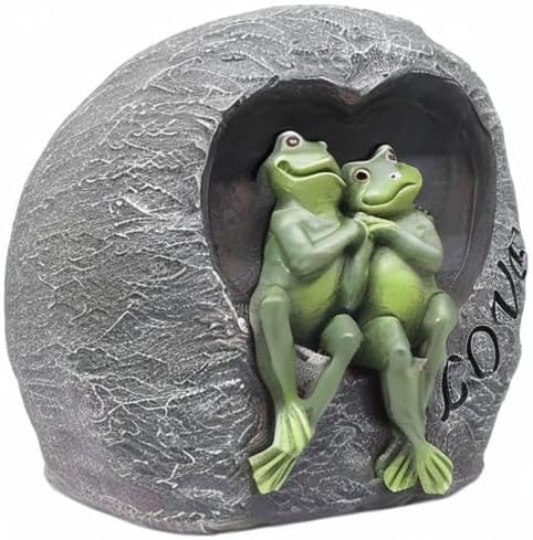 Artisan Flair Lover Frog Statues for Garden - Resin Frogs Couple Figurines Romantic - Yard Animal Decor Frog Stuff Outdoor Lawn Ornament, Green, 7.09 X 4.33 X 7.09 Inches, AF15813