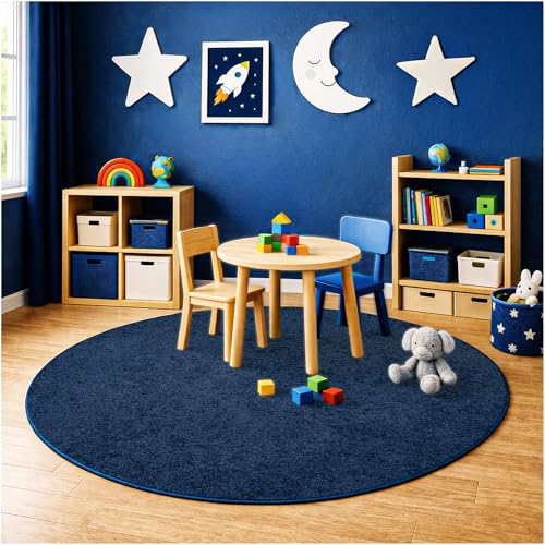 Soft & Colorful 6' Round Kids Classroom Area Rug