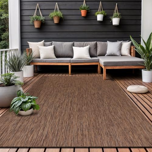 Washable Indoor Outdoor Rug 10x14 Weather Resistant Area Rugs Modern Solid for Porch Deck Balcony Backyard Patio Outside Carpet