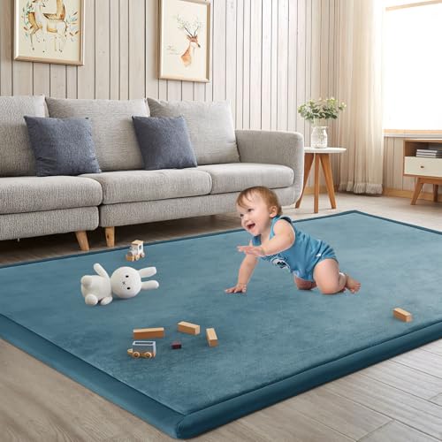 Baby Play Mat for Floor Nursery Rug Muscle Mat Area Rug Playroom Rug 74"x50" Playpen Mat Elastic Foam 1.3" Thick Crawling Mat for Babies