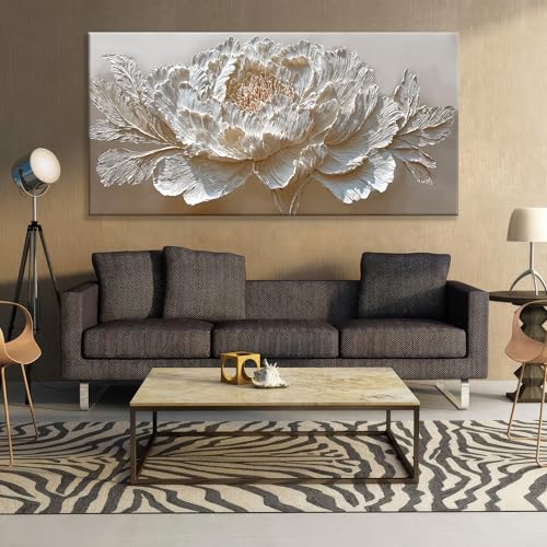 Oversized Canvas Wall Art Decor Nature Botanical Wall Art Decor Flower Canvas Wall Art Prints White Peony Flower Canvas Art Wall Decor For Living Room Bedroom Home Office Modern Decor 29×58 Inch