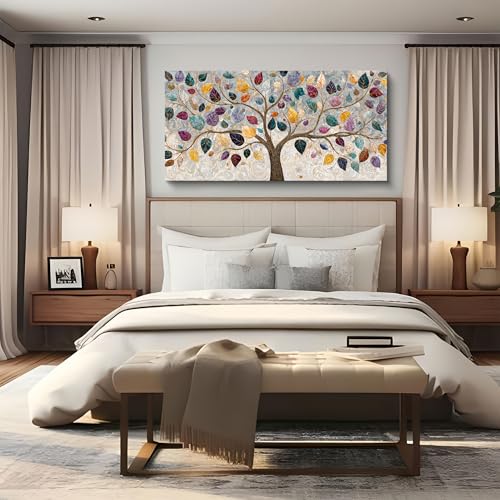 Modern Boho Tree Of Life Wall Art Prints Canvas Art Wall Decor For Living Room Colorful Wall Art Prints Artwork Aesthetic Home Tree Pictures Wall Decor Pictures For Bedroom Office Apartment Decoration 20"×40"