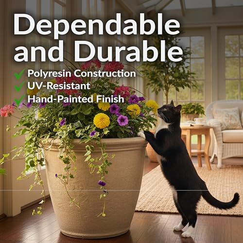 Sunnydaze Anjelica 20'' Large Plastic Planter Pot for Plants (4 Count)