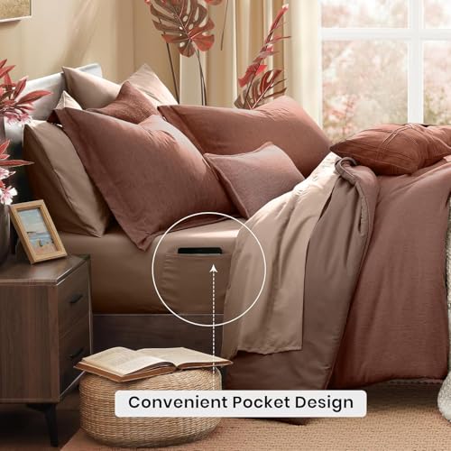 California King Comforter Set 7 Pieces Terracotta Bed in a Bag
