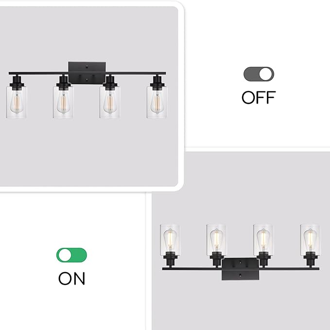 MELUCEE 4 Lights Sconces Wall Lighting Black