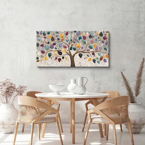 Modern Boho Tree Of Life Wall Art Prints Canvas Art Wall Decor For Living Room Colorful Wall Art Prints Artwork Aesthetic Home Tree Pictures Wall Decor Pictures For Bedroom Office Apartment Decoration 20"×40"