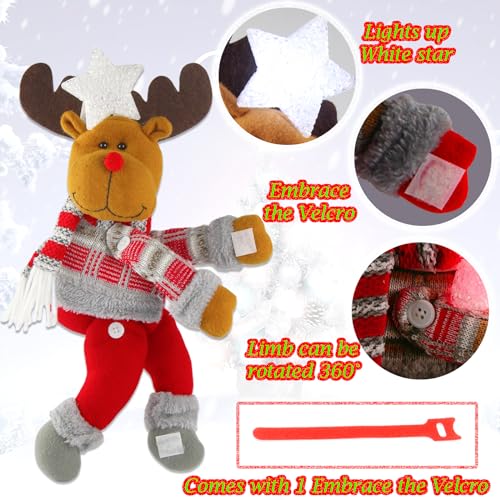 Christmas Plush Reindeer Tree Topper with Glowing White Star