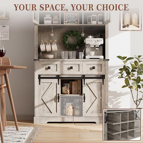 72 in Farmhouse Bar Cabinet with Sliding Barn Door