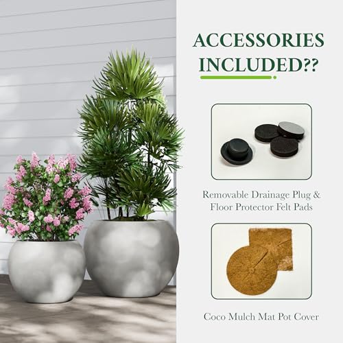 Premium Mt Sherman Fiberstone Sphere Planter for Indoor Outdoor Use