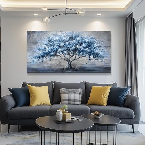 Large Canvas Wall Decor Painting Wall Art For Bedroom Living Room Decoration Abstract Blue Tree Artwork Print Picture Room For office Room Dining Room Home Decor Home Aesthetics 30x60 In