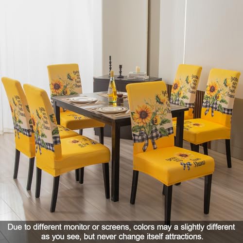 Sunflower Chair Covers for Dining Room Set of 6 (6 Count)