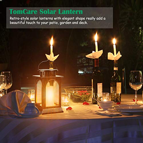 Flickering Flame Solar Lights Outdoor Metal Hanging Lantern (2 Count)