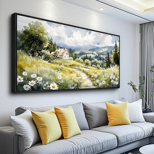 Black Framed Canvas Wall Art For Living Room Wall Decor For Bedroom Office Pastoral Scenery Paintings Modern Wall Pictures Artwork Room Aesthetic Home Decor 20x40 In