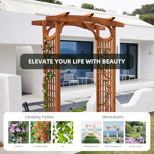 Solid Fir Wood Garden Arch Trellis for Climbing Plants Outdoor