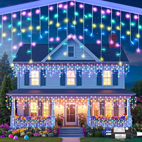66ft 640 LED Pastel Multicolor Christmas Lights Outdoor Icicle Lights for Outside