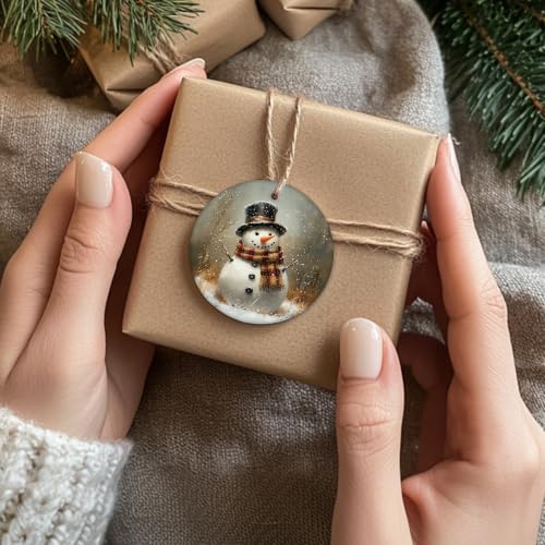 Vintage Winter Snowman Christmas Ceramic Ornament Gifts