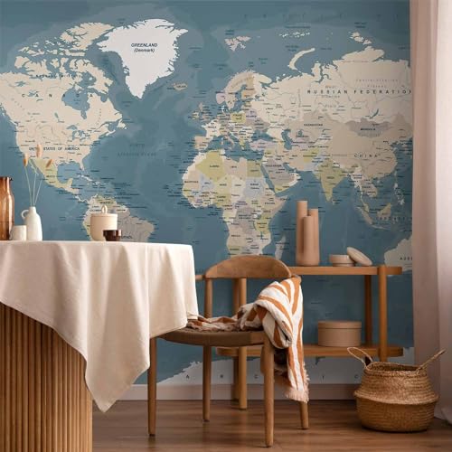 Wall Mural World Map 157x110 in (120.55 Sq Ft)