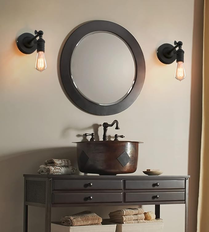 PERMO Vintage Industrial Pole Wall Mount Mini Single Sconce Metal Wall Sconces